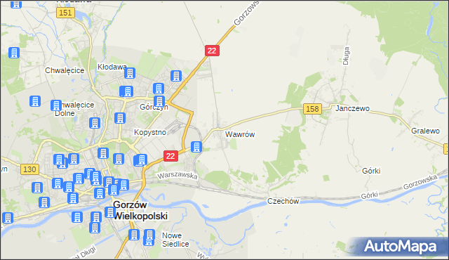 mapa Wawrów, Wawrów na mapie Targeo