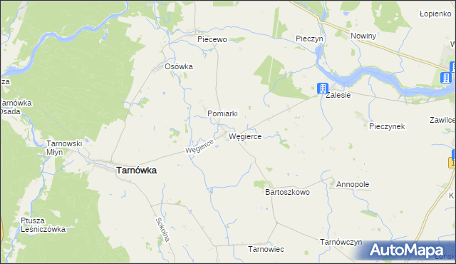 mapa Węgierce gmina Tarnówka, Węgierce gmina Tarnówka na mapie Targeo