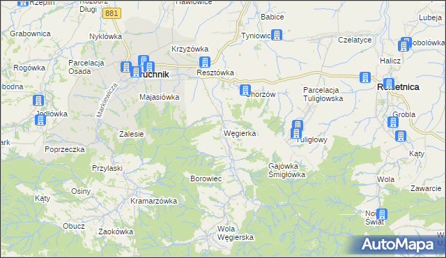 mapa Węgierka, Węgierka na mapie Targeo