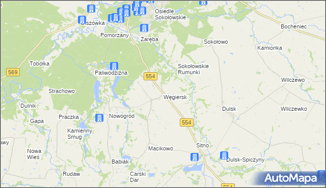 mapa Węgiersk, Węgiersk na mapie Targeo