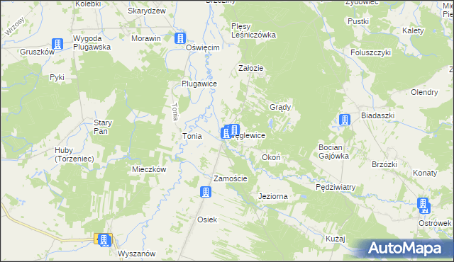 mapa Węglewice gmina Galewice, Węglewice gmina Galewice na mapie Targeo