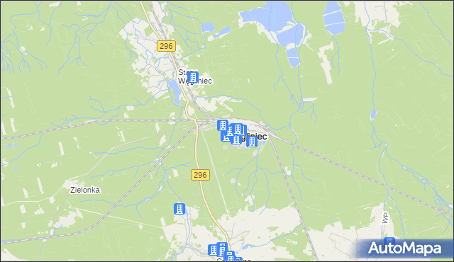 mapa Węgliniec powiat zgorzelecki, Węgliniec powiat zgorzelecki na mapie Targeo