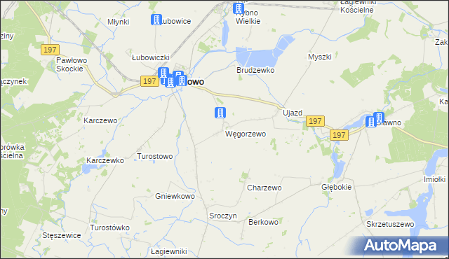 mapa Węgorzewo gmina Kiszkowo, Węgorzewo gmina Kiszkowo na mapie Targeo