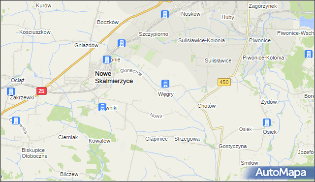 mapa Węgry gmina Nowe Skalmierzyce, Węgry gmina Nowe Skalmierzyce na mapie Targeo