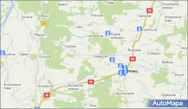 mapa Węgrzce gmina Wińsko, Węgrzce gmina Wińsko na mapie Targeo