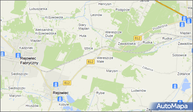 mapa Wereszcze Małe, Wereszcze Małe na mapie Targeo