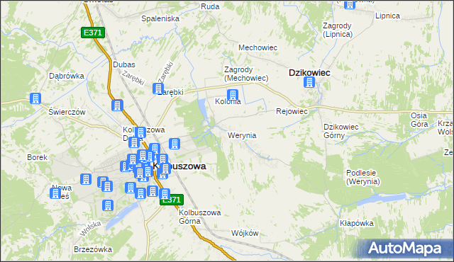 mapa Werynia, Werynia na mapie Targeo
