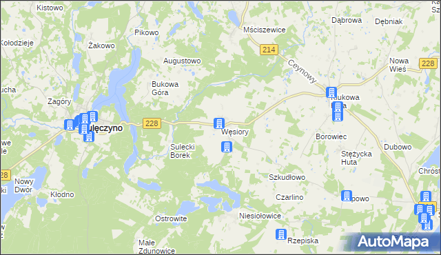 mapa Węsiory, Węsiory na mapie Targeo