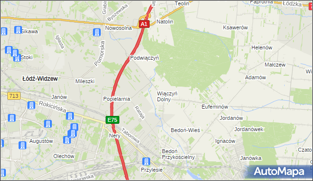 mapa Wiączyń Dolny, Wiączyń Dolny na mapie Targeo