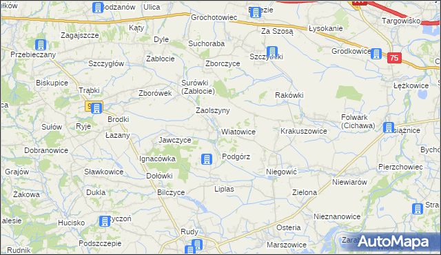 mapa Wiatowice, Wiatowice na mapie Targeo