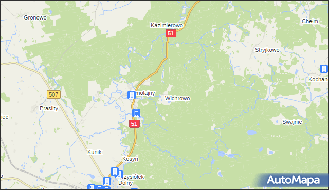 mapa Wichrowo, Wichrowo na mapie Targeo