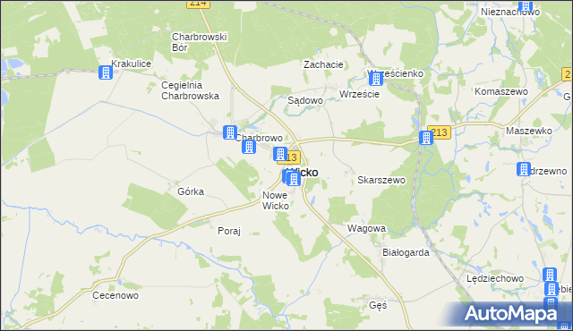 mapa Wicko powiat lęborski, Wicko powiat lęborski na mapie Targeo