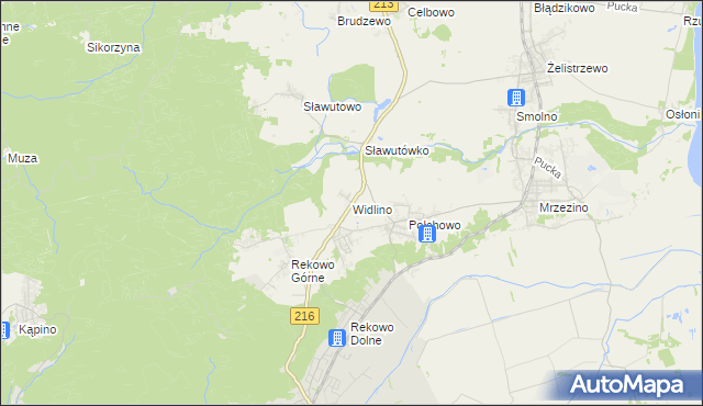 mapa Widlino gmina Puck, Widlino gmina Puck na mapie Targeo