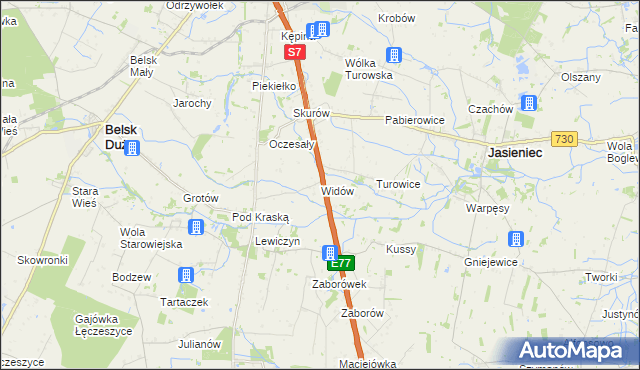 mapa Widów gmina Belsk Duży, Widów gmina Belsk Duży na mapie Targeo