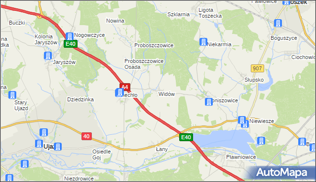 mapa Widów gmina Rudziniec, Widów gmina Rudziniec na mapie Targeo