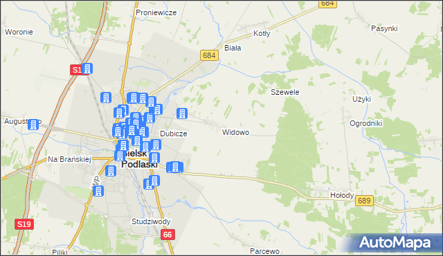 mapa Widowo, Widowo na mapie Targeo