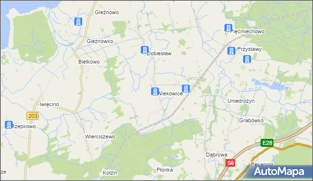 mapa Wiekowice gmina Darłowo, Wiekowice gmina Darłowo na mapie Targeo
