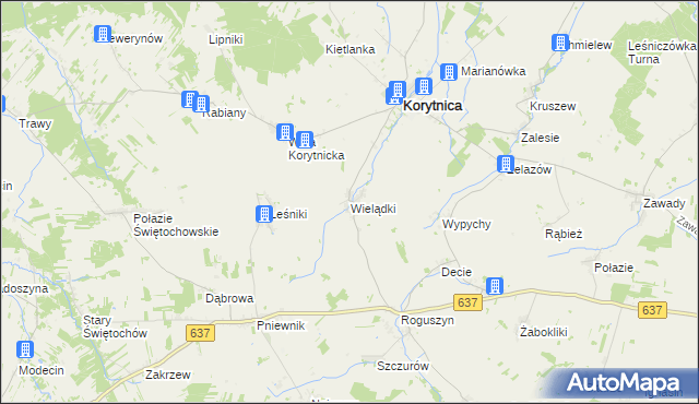 mapa Wielądki, Wielądki na mapie Targeo