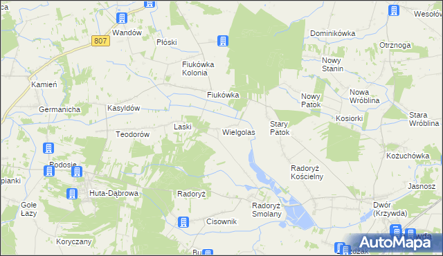 mapa Wielgolas gmina Krzywda, Wielgolas gmina Krzywda na mapie Targeo