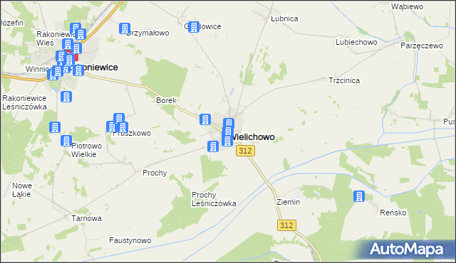 mapa Wielichowo powiat grodziski, Wielichowo powiat grodziski na mapie Targeo