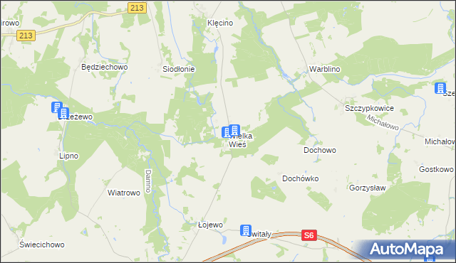 mapa Wielka Wieś gmina Główczyce, Wielka Wieś gmina Główczyce na mapie Targeo