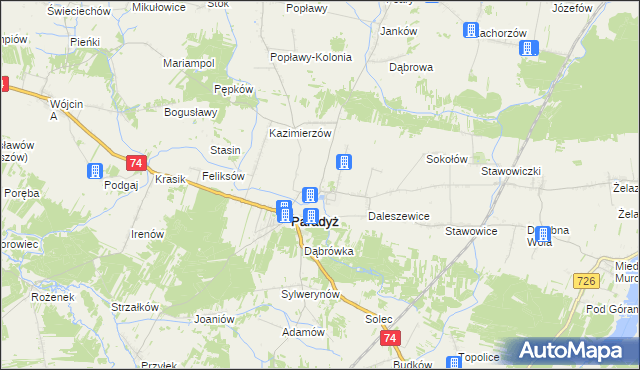 mapa Wielka Wola gmina Paradyż, Wielka Wola gmina Paradyż na mapie Targeo