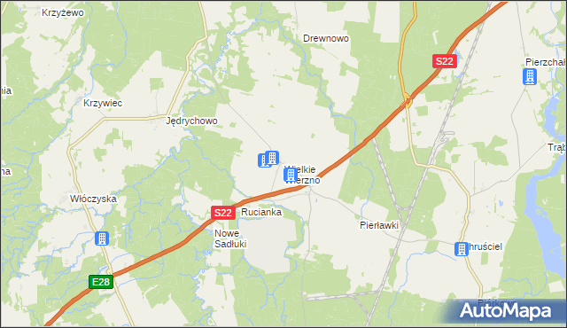 mapa Wielkie Wierzno, Wielkie Wierzno na mapie Targeo