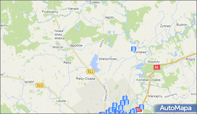 mapa Wielochowo, Wielochowo na mapie Targeo