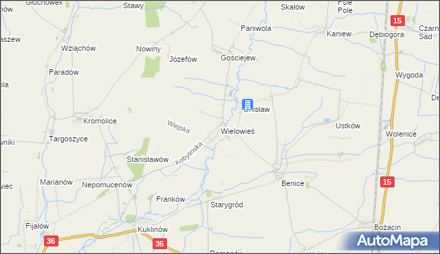 mapa Wielowieś gmina Krotoszyn, Wielowieś gmina Krotoszyn na mapie Targeo
