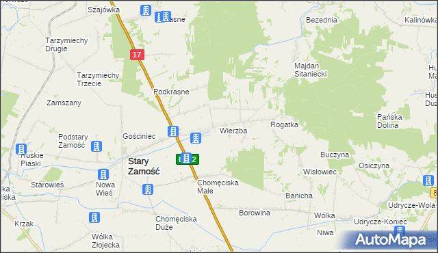 mapa Wierzba gmina Stary Zamość, Wierzba gmina Stary Zamość na mapie Targeo