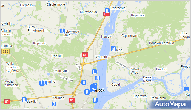 mapa Wierzbica gmina Serock, Wierzbica gmina Serock na mapie Targeo