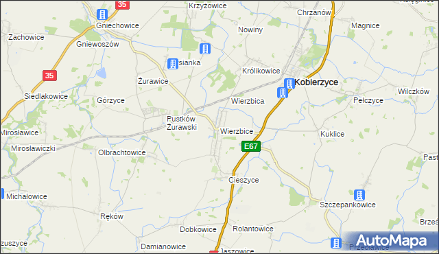 mapa Wierzbice, Wierzbice na mapie Targeo