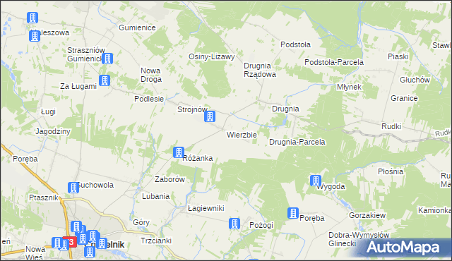 mapa Wierzbie gmina Pierzchnica, Wierzbie gmina Pierzchnica na mapie Targeo