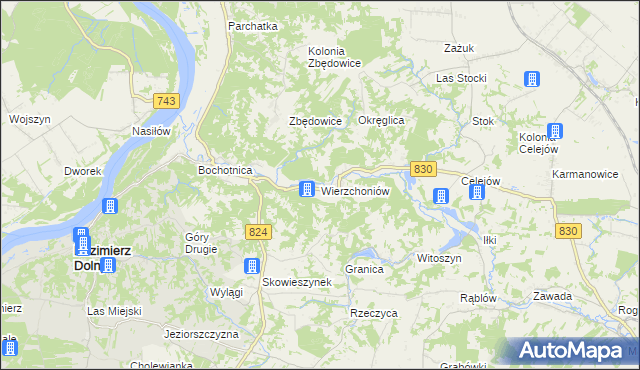 mapa Wierzchoniów, Wierzchoniów na mapie Targeo
