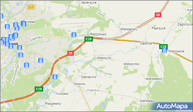 mapa Wieszyno, Wieszyno na mapie Targeo