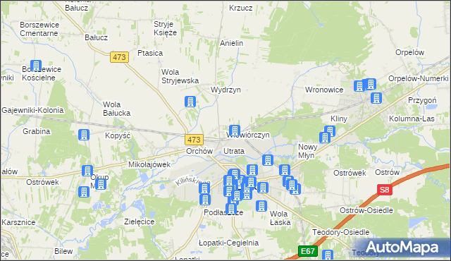 mapa Wiewiórczyn gmina Łask, Wiewiórczyn gmina Łask na mapie Targeo