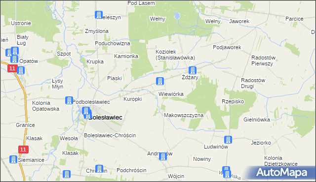 mapa Wiewiórka gmina Bolesławiec, Wiewiórka gmina Bolesławiec na mapie Targeo