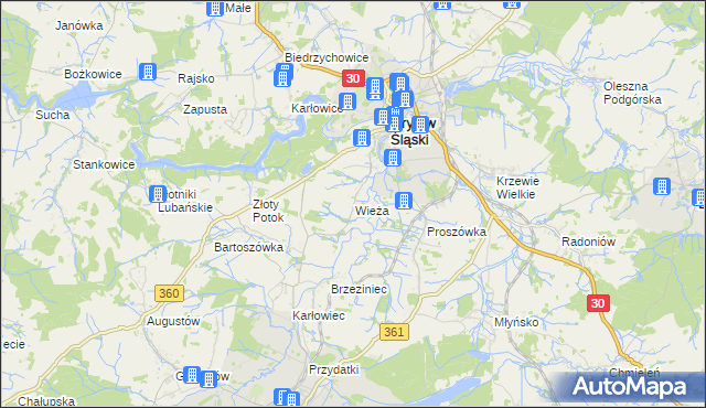 mapa Wieża, Wieża na mapie Targeo