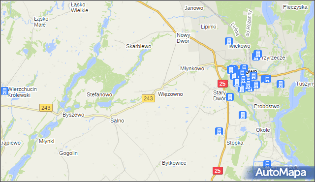 mapa Więzowno, Więzowno na mapie Targeo