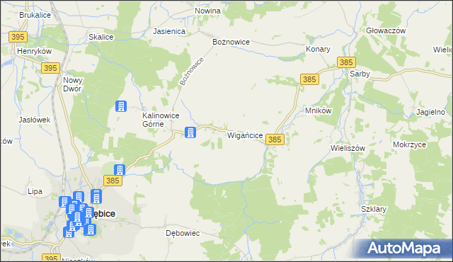 mapa Wigańcice, Wigańcice na mapie Targeo