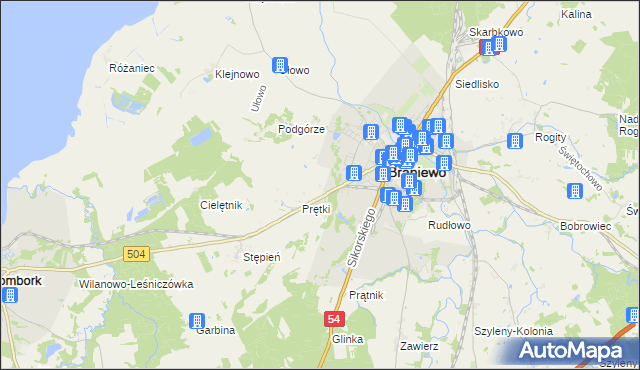 mapa Wikielec gmina Braniewo, Wikielec gmina Braniewo na mapie Targeo