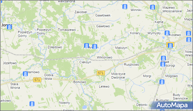 mapa Wiktorowo gmina Nasielsk, Wiktorowo gmina Nasielsk na mapie Targeo
