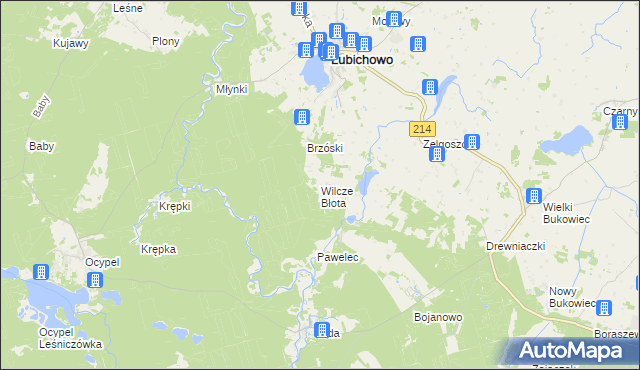 mapa Wilcze Błota, Wilcze Błota na mapie Targeo