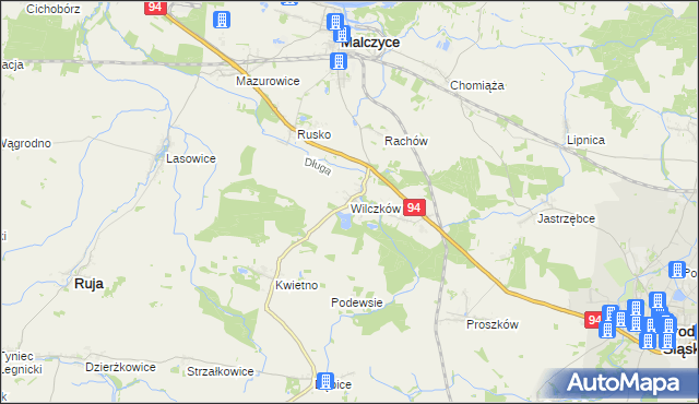 mapa Wilczków gmina Malczyce, Wilczków gmina Malczyce na mapie Targeo