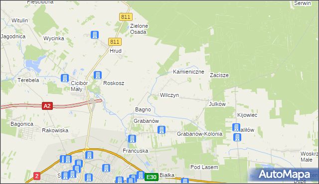 mapa Wilczyn gmina Biała Podlaska, Wilczyn gmina Biała Podlaska na mapie Targeo