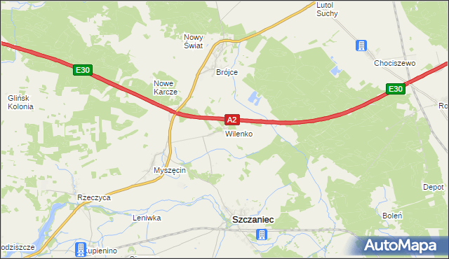 mapa Wilenko, Wilenko na mapie Targeo