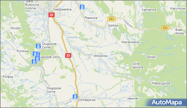 mapa Wilkanów, Wilkanów na mapie Targeo