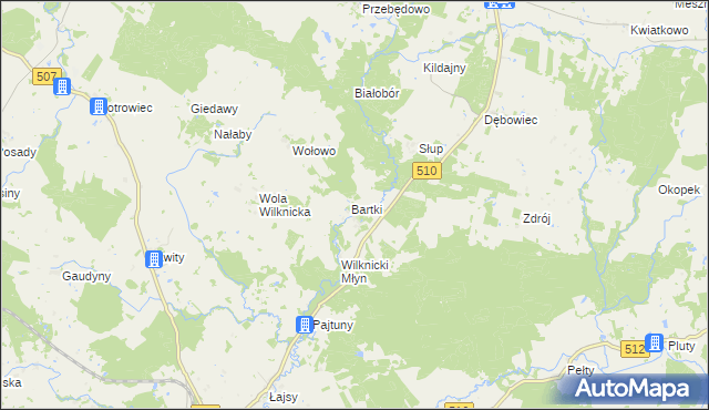 mapa Wilknity, Wilknity na mapie Targeo