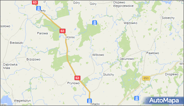 mapa Wilkowo gmina Węgorzewo, Wilkowo gmina Węgorzewo na mapie Targeo