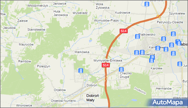 mapa Wincentów gmina Dobroń, Wincentów gmina Dobroń na mapie Targeo